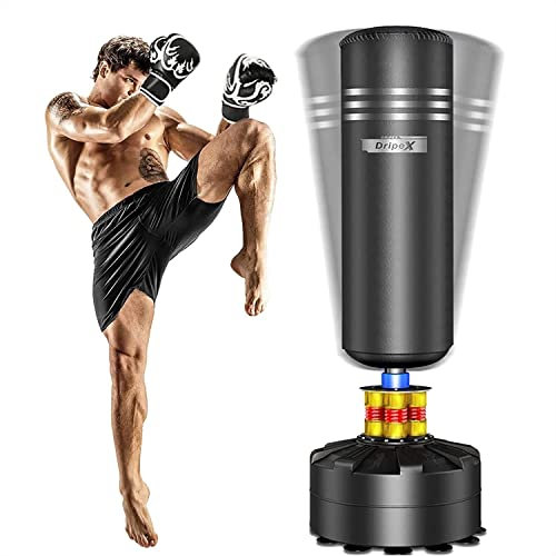 Dripex Sac de Frappe Boxe sur Pied Punching Ball Autoportant Adulte Enfant pour Muay Thai, Kickboxing, Arts Martiaux, Fitness - 175 cm