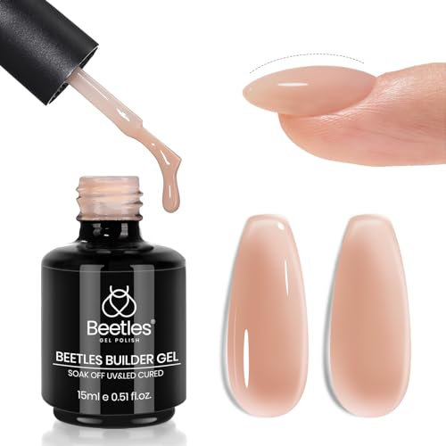 Beetles Builder Nail Gel, 7 in 1 Jelly Gel Beige Aufbaugel für Gelnägel Nagelkleber Für Kunstnägel Hard Gel Builder Für Nägel Strengthener Extension Base Coat Nagelverlängerung Nail DIY 15ML