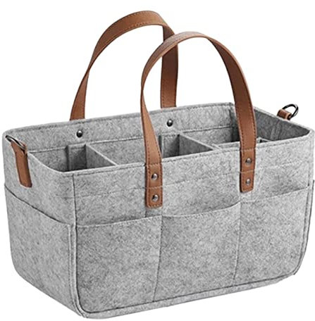 Supatmul organisateur de panier à couches pour bébé, Bébé en Feutre, rangement chambre avec poignées lingettes, couches, bouteilles, vêtements, jouets Gris