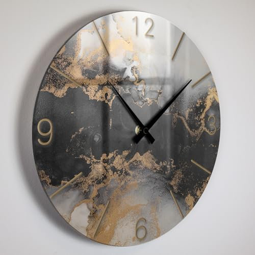 Giallobus - Orologio Linea Basic - Taglio di Pietra - Blackbrader - Vetro acrilico - Basic 30x30 - Meccanismo silenzioso - Pronto da appendere - Orologi moderni