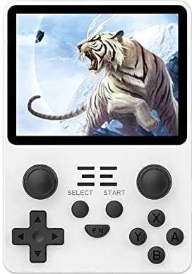 Powkiddy RGB20S Handheld Retro Game Console Pow Kitty Handheld Arcade Game with Built-in 16+64G Card & 15000 Games (White)