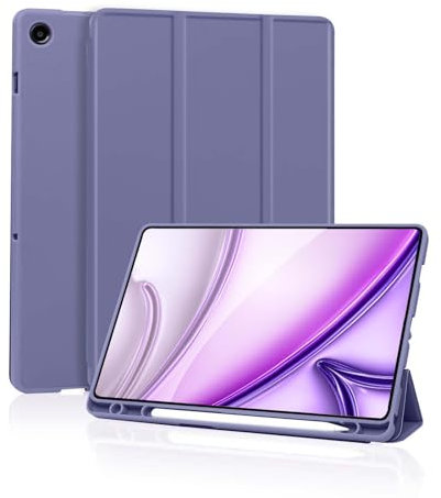 Funda Compatible con Samsung Galaxy Tab A9 Plus / A9+ 11 Pulgadas 2023, SM-X210/X215/X216/X218, Funda con Soporte para bolígrafo, Triple Soporte, Funda Protectora para Dormir y Despertar, Azul Gris