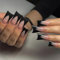 Soft Gel Full Cover Duck Nail Tips,24Pcs Duck Nails Press on, Wide French Nails Duck Fan Flared Fake Nails For Acrylic Nails Gel Extension Polygel Nail Forms DIY Home,12 Sizes (Black)