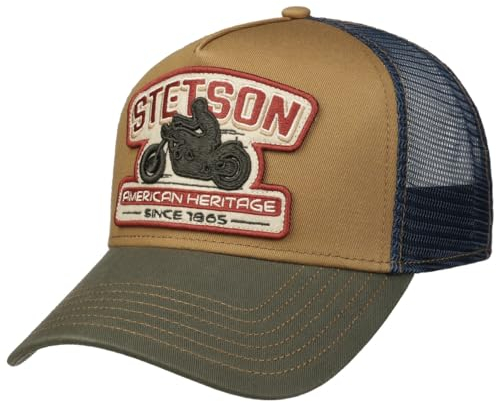 Stetson Biker Trucker Cap - Größenverstellbar - Mehrfarbige Mütze - Meshcap-Design - Stoffcap für Herren - Kollektion Frühjahr/Sommer blau One Size Small
