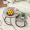HOJINLINERO Round Coffee Table Set of 2,Nest of Tables,Coffee Tables for Living Room,Wooden Coffee Table with Storage&Metal Frame,Modern Side Sofa Nesting Tea End Table Living Room,Grey