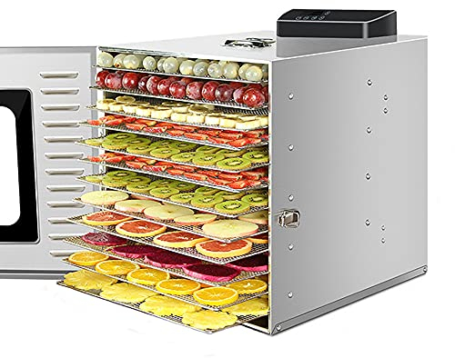 Déshydrateur alimentaire avec écran tactile, conservateur électrique à plusieurs niveaux pour viande ou bœuf séché, cuir de fruits, séchoir à légumes avec 12 plateaux de séchage coulissants et po