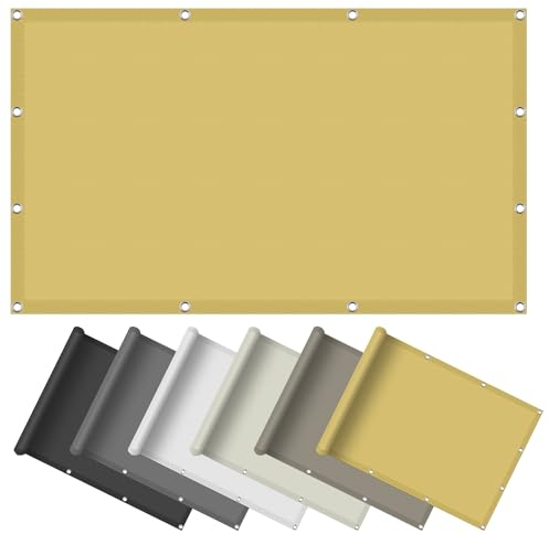 Tenda Parasole Vela Ombreggiante 1.3 x 3 m Impermeabile, Rettangolare Balcone Protezione della Privacy con Occhielli Protección Rayos UV 98% per Giardino Esterno terrazza, Color Crema