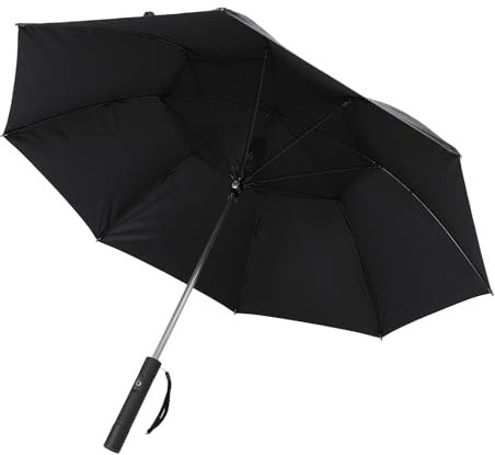 Sun Umbrella with Fan and Mister Spray, USB Rechargeable Umbrella, Sun and Rain Umbrella Folding 2600mAh Power Bank for Hot Summer (Black)