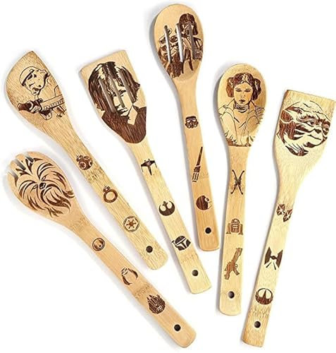 Juego de 6 Cucharas de Madera para Cocinar,Juego de Accesorios de Utensilios Grabados, Cucharas de Madera Magic, Juego de Cucharas de Cocina para Niños, Utensilios de Cocina, Regalo de Cocina
