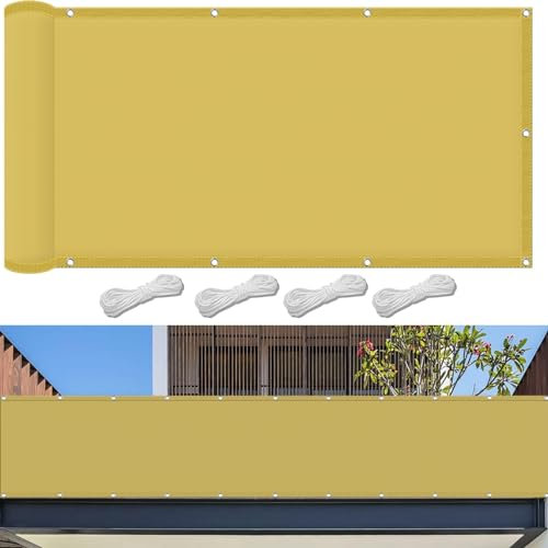 Tenda da Sole Parasole 300 x 600 cm Impermeabile, Protezione Antivento 98% Anti UV Tende da Sole Frangivista per Esterno Giardino Terrazza, Color Crema
