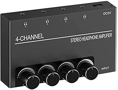 SOFORFREEM 4 Channel Headphone Amplifier Stereo Audio Amp Audio Amplifier Headphone Splitter With 4 3.5MM Headphone Output And 3.5MM Audio Input