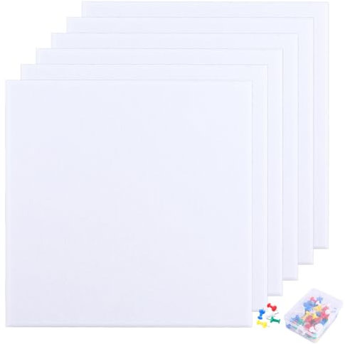 LOLYSIC 6Pcs Felt Board Tiles, 30x30cm Self Adhesive Felt Notice Boards for Walls, 9mm Thickness Square Pin Board Bulletin Memo Cork Board for Home Bedroom Kitchen Office, with 50 Push Pins, White