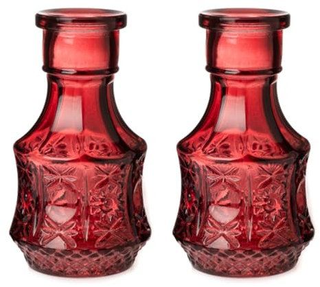 Glasvase Vase Romance Bordeaux H:14 cm (2er Set) - kleine Vase zur Tischdekoration, Geburtstage, Hochzeiten