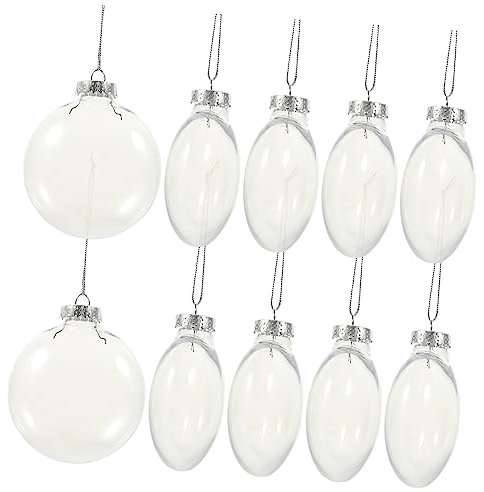 Cabilock 20 STK Flache Weihnachtskugeln Weihnachtsschmuck befüllbare Glühbirnenverzierung Geburt weihnachtskugeln durchsichtig weihnachtsbasteln befüllbarer Ornamentball Weihnachtsbaumkugel