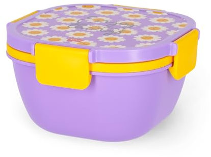 Legami - Lunchbox, 1 Gabel und 1 Gewürzdose inklusive, luftdicht, auslaufsicher, Fassungsvermögen 1700 ml, Motiv Daisy, 19 x 10,7 x 19 cm