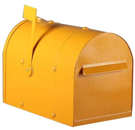 LMXRYPD Cassetta Postale Decorative in Ferro Battuto, Cassetta Posta Che Richiedono Il Montaggio su Palo, per Casa, Esterno, Negozi, Parchi di Divertimento(Yellow,33cm/13in)