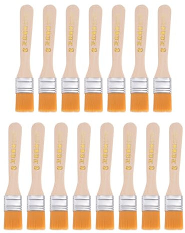 sourcing map 15pcs Paint Brushes 1 Paint Brush Nylon Flat Wall Paint Brush Soft Bristle with Wood Handle for Painting DIY Latex Paints Furniture Cabinets Fences, Orange