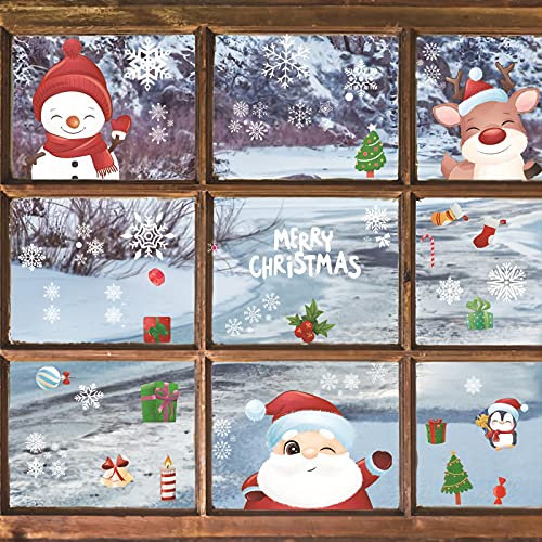 WandSticker4U®- 6 Bögen- Fensterbilder Weihnachten Kinder süße SCHNEEMANN & ELCH I Weihnachtsdeko Fenster Kinderzimmer Fenstersticker Winter Weihnachtsmann wiederverwendbar GROß