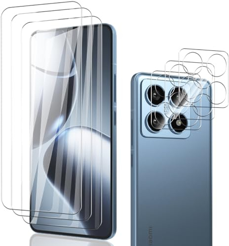 Phlleyaa Protector de Pantalla para Xiaomi 14T Pro,Cristal Vidrio Templado 3 Piezas y Xiaomi 14T Pro Protector de Lente de Cámara 3 Piezas,9H Dureza,Fácil de Instalar para Xiaomi 14T Pro