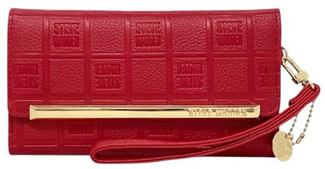 Steve Madden Damen Trifold Wallet, Rot geprägt, Einheitsgröße, Logobar Trifold Wallet Wristlet