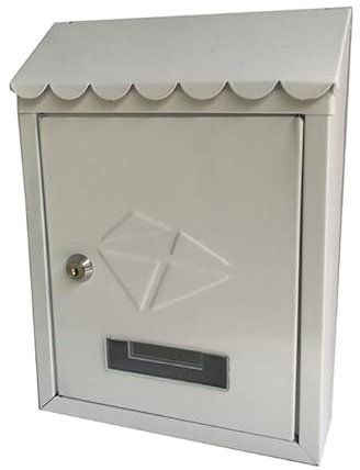 BAMFY Briefkasten Für Haus Außen Sichtbarkeit Hängende Wand Wandmontage Postkasten Nostalgie Retro Wetterfest Garten Letter Box Mit Schlüsselschloss(Weiß)