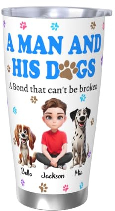 BFHEFGSUU Personalised Dog Father Coffee Mug Custom Name Portrait A Man and His Dog A Bond That Can't Be Broken Mug Custom Dogs Owners Cups Gift for Pet Lovers Birthday Xmas (Style 17)