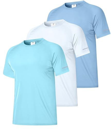 Boyzn 1 or 3 Pack Men's Rash Vest, UPF 50+ Sun Protection Short Sleeve Swimming T-Shirts, Quick Dry Watersport Rash Guards UV Swim Tops Beach Tee Shirts for Surfing Hiking Fishing