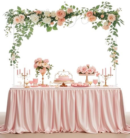 ZIRUU Adjustable Over The Table Rod Stand with Clamps Table Table Arch Stand Hanging for Picnic Dinner Birthday Wedding Party Halloween Christmas Decor in White