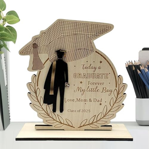 Decoración de graduación 2025 cartel de madera | Pizarra de madera con frase motivacional para la graduación, decoración del hogar, decoración de escritorio, accesorios de estudio fotográfico para