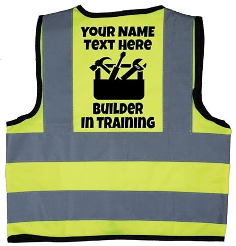 Personalised Builder in Training Hi Vis Safety Jacket Vest, Sizes 0-8