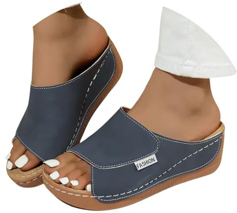 Ciabatte Donna Estive Ortopediche Eleganti Comode Ciabatta Mare con Zeppa Casual Leggeri Sandali Pantofole Punta Aperta Antiscivolo Ciabattina Elegante da Casa Spiaggia Piscina Ciabatte da Passeggio