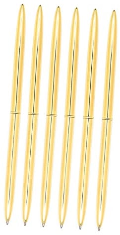 Gadpiparty 6 Stück Goldene Metall Kugelschreiber - Dual Head Design mit Blauer Tinte - Eleganter Drehkugelschreiber für Business, Büro & Unterschriften - Hochwertiges Schreibset in Gold