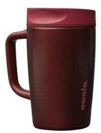 Owala SmoothSip Slider Stainless Steel Insulated Travel Mug with Handle, 100% Leak Proof, For Hot and Cold Drinks, Travel Friendly with Sliding Lock Lid, 12oz, BPA Free, Leak Proof, Black Cherry