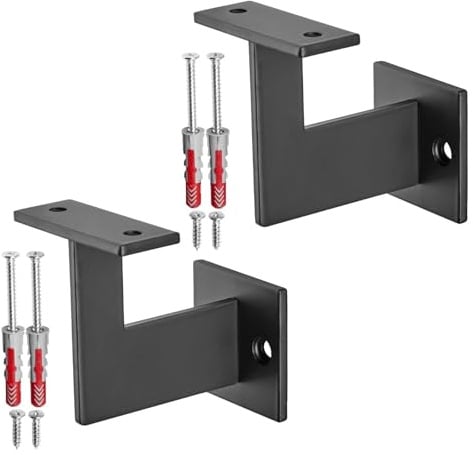 SOTECH 2er Set Handlaufhalter PULSE 90° 63 x 81 x 78 mm | schwarz pulverbeschichtet Geländerhalter flach Halter für Treppengeländer