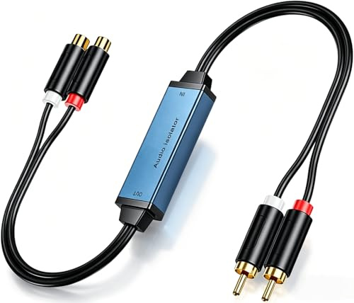 Medrialife Ground Loop Isolator Filter mit Cinch Audiokabel Entstörfilter für Auto Heim Stereo System/Bluetooth Lautsprecher Plug-and-Play