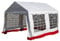 Nexos Hochwertiges Festzelt Partyzelt Pavillon 3x4 m weiß/roter Rand mit Seitenteilen für Garten Terrasse Plane Feier Markt wasserdicht PVC Dach 400 g/m²