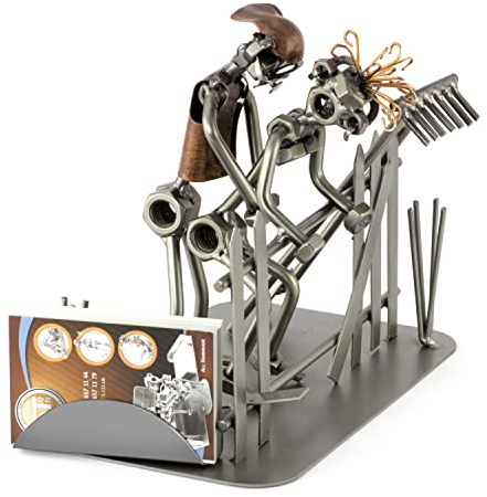 Steelman24 I Schraubenmännchen Liebeszaun Mit Visitenkartenhalter I Made in Germany I Handarbeit I Geschenkidee I Stahlfigur I Metallfigur I Metallmännchen