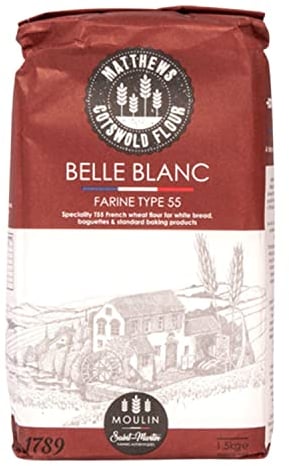 Matthews Cotswold Moulin Saint Martin French T55 Belle Blanc | French Wheat Flour | Specialty | Artisanal | Milled In Britain (1.5kg Bag (Pack of 5))
