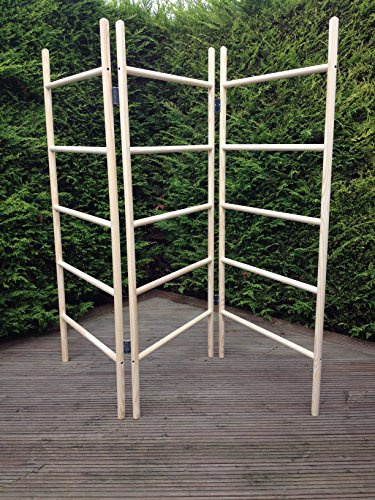 3-Panel LARGE Wooden Clothes Horse Airer - Quality, Folding Laundry Dryer