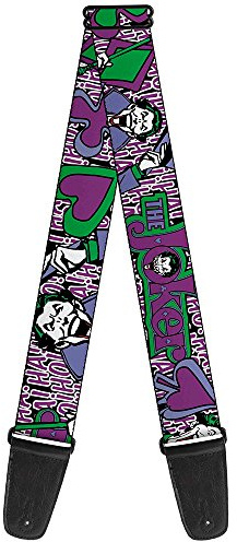 Buckle-Down Guitar Strap - Joker Face/Logo/Spades Black/White/Purple - 2 Wide - 29-54 Length