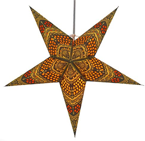 GURU SHOP Faltbarer Advents Leucht Papierstern, Weihnachtsstern 60 cm - Horus Gelb/orange, Papiersterne 60 cm