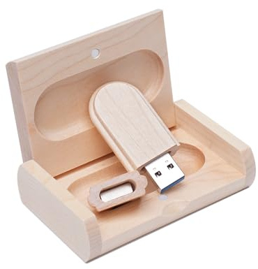 Yaxiny Memoria 3.0 USB 64GB Pendrive Hoja de Madera Divertido Pen Drive 64GB con Caja de Regalo de Madera Práctico Unidad Flash USB Almacenamiento para Regalo de Cumpleaños Llave USB