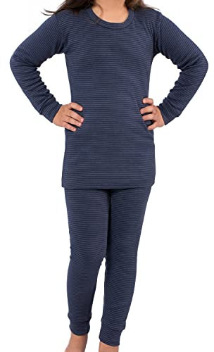 Celodoro Kinder Thermowäsche-Set Ringel-Optik - Blau 146-152