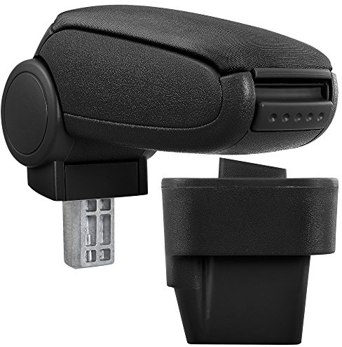 pro.tec Mittelarmlehne Armauflage mit Staufach gepolstert Stoffbezug Schwarz mit schwarzen Nähten