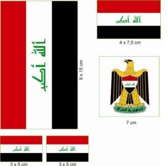 U24 Aufkleberbogen Irak Aufkleber Set Flagge Fahne