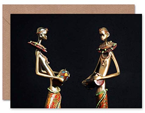 Wee Blue Coo Afrikanische Figuren Und Skulpturen. Stammesmänner Spielen Trommeln Geburtstagskarte