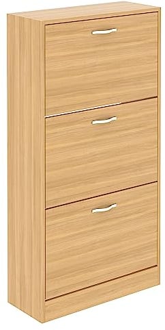 Vida Designs 3 cajón Zapatero Armario de Zapatos de Almacenamiento Organizador Pull Down Unidad de Muebles de Madera, Madera de Pino