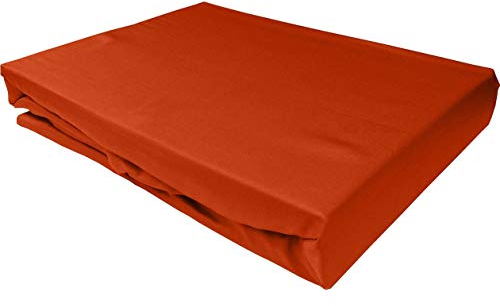 Bettwaesche-mit-Stil Mako Satin Spannbettlaken Spannlaken Spannbetttuch (100 cm x 200 cm, Matratzenhöhe 12-20 cm, Orange)