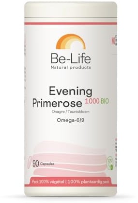 BE-LIFE| EVENING PRIMEROSE 1000 | Complément alimentaire | Santé de la peau | Maintien de l'équilibre hormonal chez la femme | Peau saine |90 Capsules