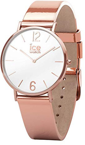 Ice-Watch - CITY sparkling - Metal Rose-Gold Black - Montre rose-gold pour femme avec bracelet en cuir - 015091 (Small)
